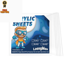 LoengMax 1/8" Thick 3mm Clear Acrylic Sheet 6" x - 6 6 x 6",