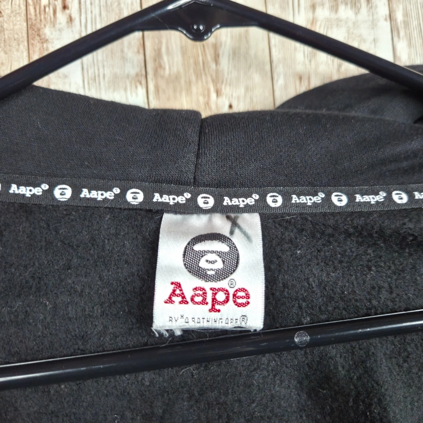 Aape by Bathing Ape Button Snap Hooded Hooded Varsity Jacket Black Youth Size XL image 15