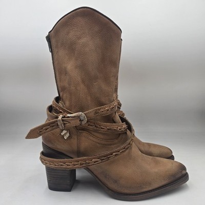 Rare Freebird by Steven CADENCE Distressed Brown Leather  Boots Size 12 Cowgirl
