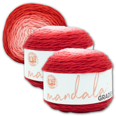 (3 Pack) Lion Brand Yarn 558-202DE Mandala Gradient Worsted  Yarn, Red