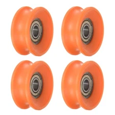4 Set U Type Groove Pulley Guide Rolling Bearing 6x30x13mm Roller Wheel Orange