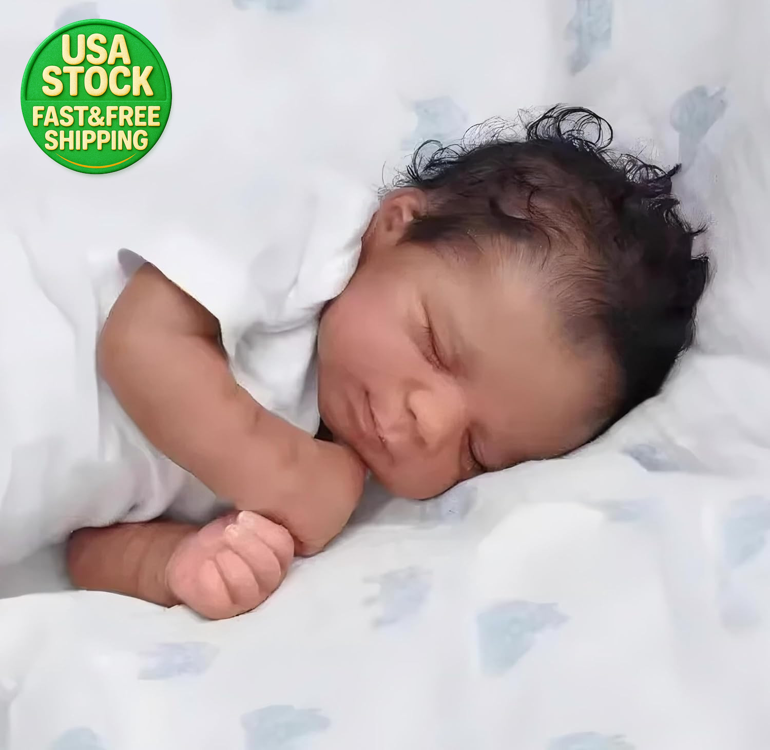 18 Inch Reborn Baby Doll Black Boy Full Body Vinyl Realistic African American