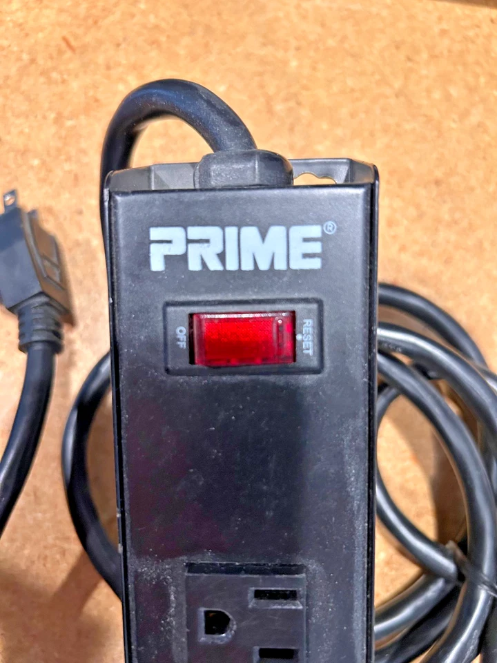 Prime 6-Outlet Metal Power Strip PB801120 with 14-3 SJT 10-Feet Cord - Black - Image 2 of 3