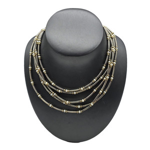 David Yurman DY Sterling Silver 14k YG 3 Cable 3mm Pearl Necklace 15" 1505437