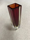 Murano Sommerso Red Yellow Glass 8.0" Vase by Flavio Poli Italy 1960's