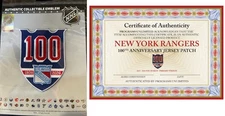 2025 2026 NEW YORK RANGERS N.Y. PLAYER JERSEY PATCH 100TH ANNIVERSARY PUCK STYLE