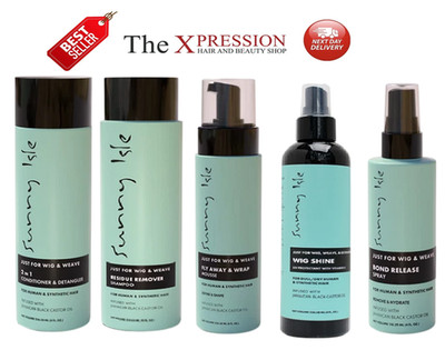 Sunny Isle Perückenwebung Verlängerung Pflege Spray Mousse Shampoo Entwirrer nächster Tag UK