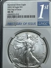 2022 W Burnished Silver Eagle NGC MS70 First Day of Issue 1st Label