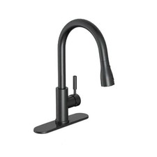 Garrick Kitchen Faucet Matte Black Pull Down Sprayer Single Handle Deck Plate