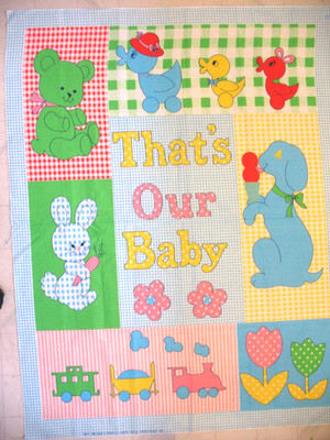 PRINCESS Fabric Panel THAT'S OUR BABY 44 X 36'' ready for you to finish blue