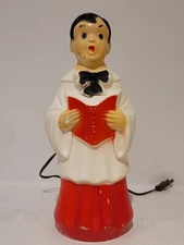 General Foam Plastics #926 Boy Christmas Caroler Blow Mold Working Light 12"