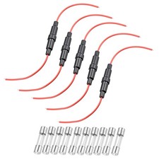 5Pcs 6x30mm Inline Screw Type Fuse Holder 22AWG Wire with 10Pcs 15A Glass Fuse