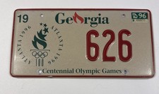 Georgia 1996 Centennial Olympic Games License Plate Low Number 626