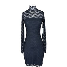 NWT Gentle Fawn Sheer Lace Turtleneck Bodycon Mini Dress, Small