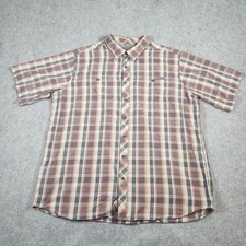 Eddie Bauer Shirt Mens T2XL Button Down Short Sleeve Plaid Travex Hiking Camping