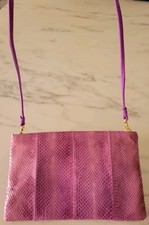 Vintage 80s Clemente Purple Faux Snakeskin Convertible Crossbody Clutch Bag