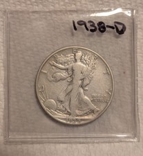 1938-D 50C Silver Walking Liberty Half Dollar!!!!!!