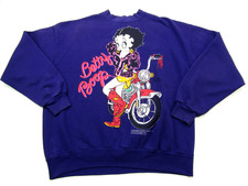 VTG 1994 Betty Boop Sweatshirt Adult XL Biker Pinup Moto Retro Cartoon Logo