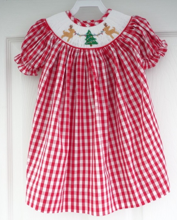 NWT Pleats & Stitches Holiday Smocked Bishop Dress Girl's Size 5
