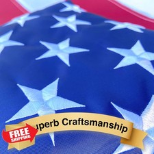 American Flag 3x5ft Banner, Embroidered Stars, Sewn Stripes, Polyester