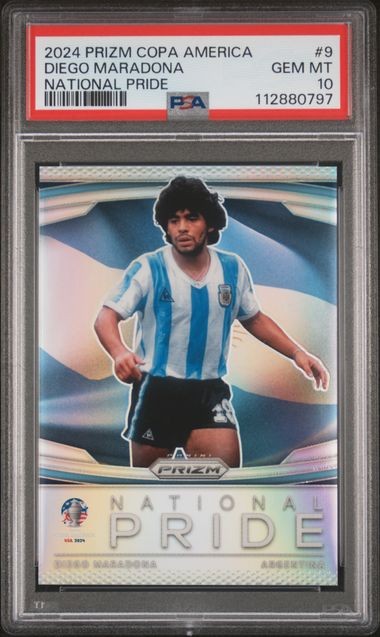 2024 PANINI PRIZM CONMEBOL COPA AMERICA NATIONAL PRIDE #9 DIEGO MARADONA PSA 10 view 2