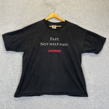 Vintage Compaq Computers T-Shirt Men's Black XL Tech Nerd Tee Promo 90's