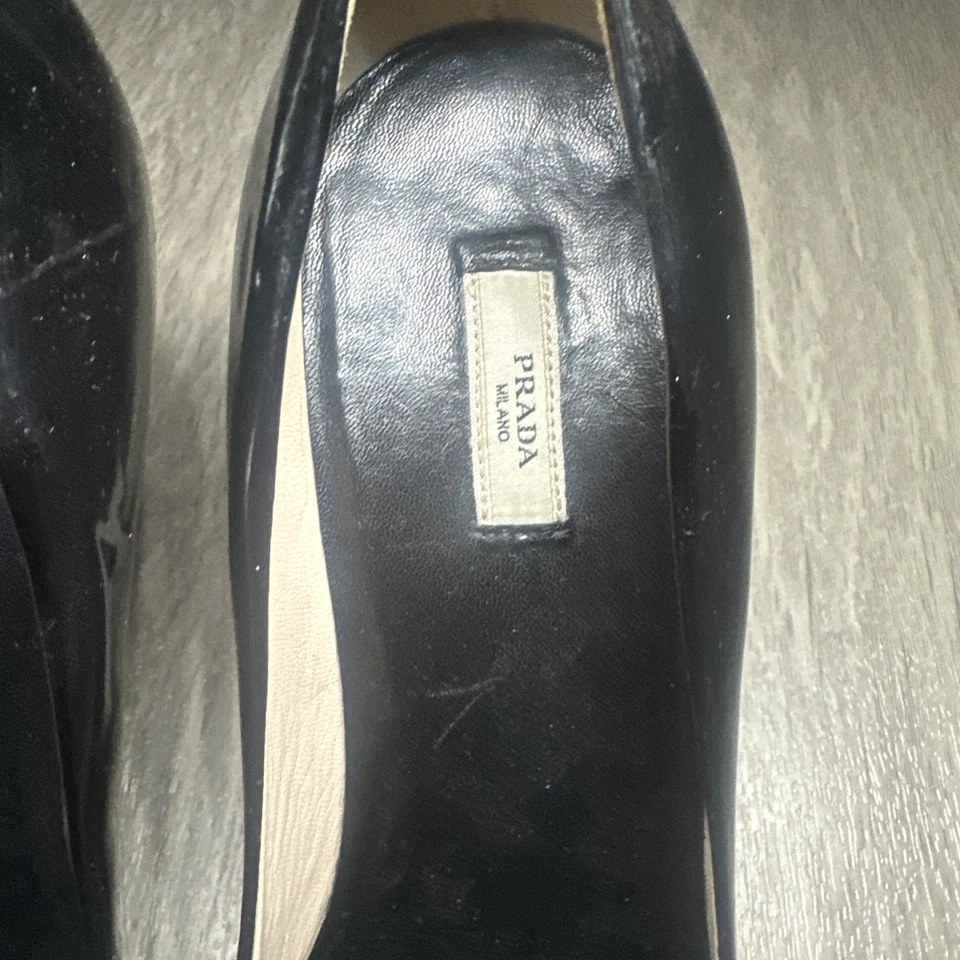 PRADA Womens Open Toe Kitten Heel Black Slip On Shoes W/Bow EURO 38.5 - Image 4 of 4