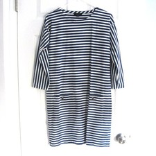 J. Crew Knit Front-Pocket Shift Dress in Blue & White Stripes Size S 100% Cotton