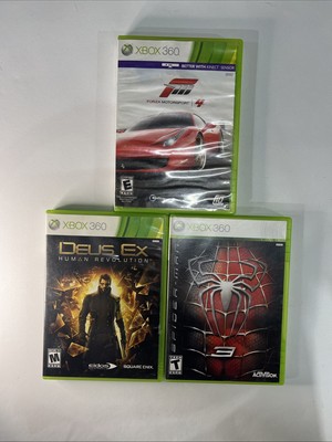 Xbox 360 Game Lot Of (3) Tested Working Spider Man Forza Deus Ex