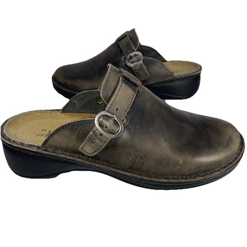 NAOT Shoes Mules Clogs Size 6.5-7 US/37 EU Antiqued Leather Slip On Casual Easy