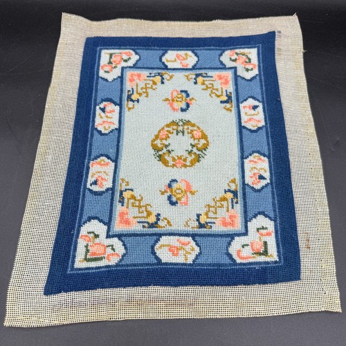 Vtg Hand Stitched Petit Point Needlepoint Dollhouse Miniature Rug 8x10" Betsy