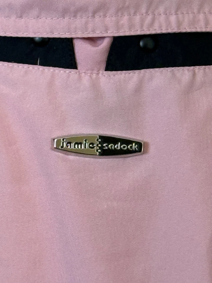 Chaqueta cortavientos vintage Jamie Sadock rosa y negra - mediana para mujer Foto 4 de 4
