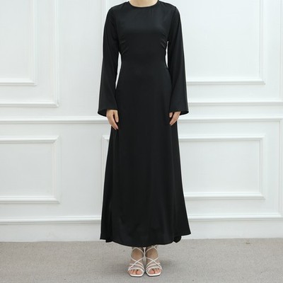 6 Color Options Satin Abaya Dress #251065 S / Light Gray 6 Color Options Satin Abaya Dress #251065 S / Light Gray