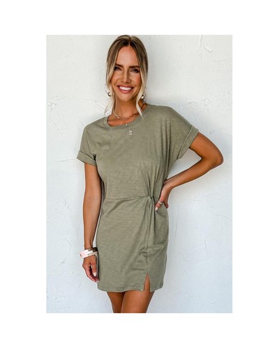 Azura Exchange Knot Detail Mini Dress Women Laurel Green T-Shirts