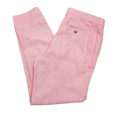 Pantalones de traje Ted Baker rosa claro calce ajustado de algodón y lino para hombre talla 34R