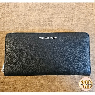 Michael Kors Jet Set Slim Zip Around Continental Wallet Silver Hardware NWOT *