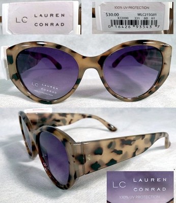 New SUNGLASSES Lauren Conrad LC Designer 100% UV Purple CAT-EYE Tortoise Shell