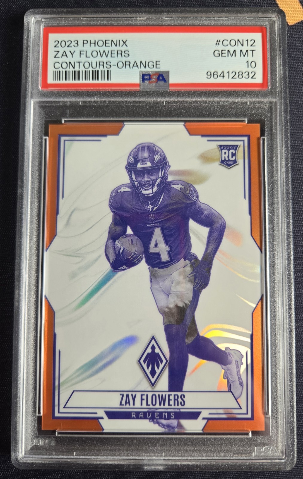 Zay Flowers 2023 Panini Phoenix /99 Contours  Orange RC Ravens PSA 10
