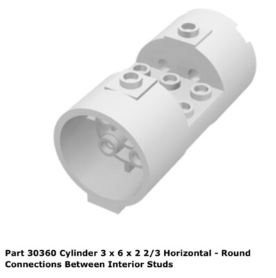 Lego 1x 30360 White Cylinder x x 2/3 Horizontal Round