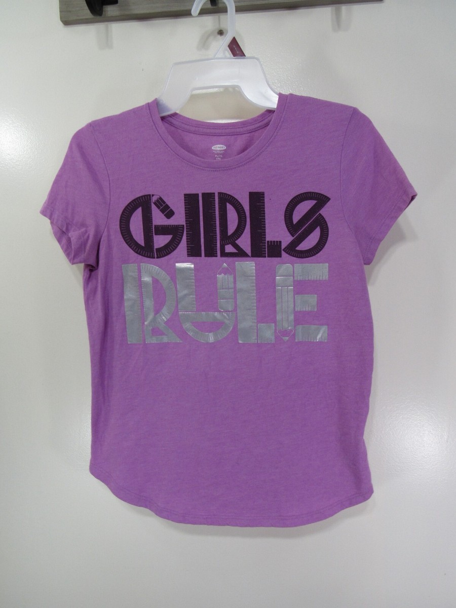 Old Navy T Shirt Size XL 14 Girls Purple GIRLS RULE Short Sleeve