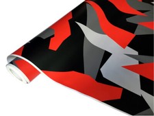 8,13€/m² Camouflage Autofolie 11m x 152cm Luftkanäle Schwarz weiß Grau Rot #33