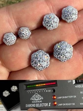 Real Moissanite Hip Hop Earrings Real 925 Silver 7.5mm-12mm Iced Screwback ITALY