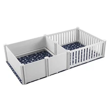 Dog Whelping Box 93.3 x 48.4 x 18.1in Dual Zone PVC with Rails Pee Pad