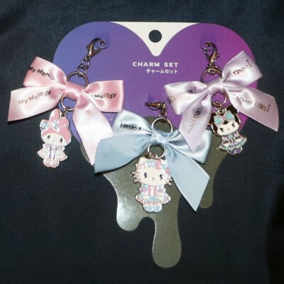 USJ JAPAN HELLO KITTY +My Melody + Kuromi Halloween Metal Keychain