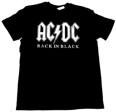 AC/DC Back In Black T-shirt AC DC Classic Hard Rock Band Tee Adult Men ...
