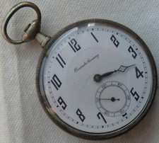 Cronometro Escasany pocket watch open face nickel chromiun case enamel dial