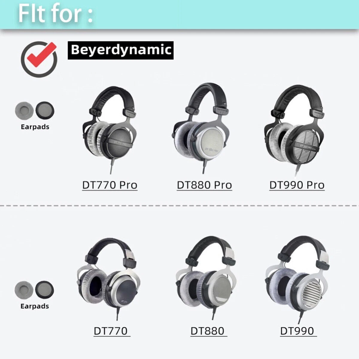 Replacement Ear Pads Soft Cushion Cover For beyerdynamic DT990