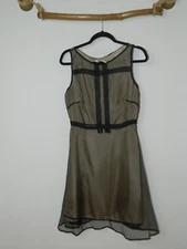 Leon Max Limited Edition Dress Black Silk Tulle Overlay  Drop Waist Size 4