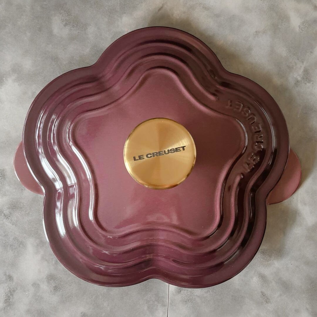 Le Creuset cocotte Fleur 20cm FIG gold knob super rare NEW JP | eBay
