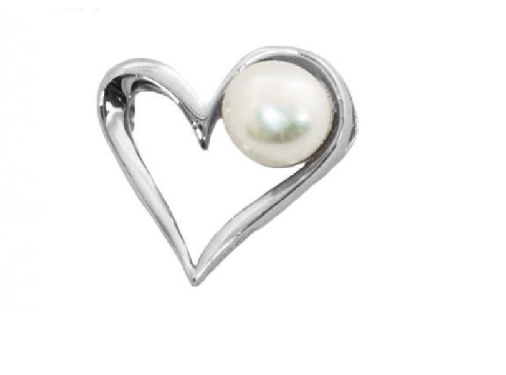 Pendentif coeur perle en argent véritable 925, le cadeau romantique idéal pour femme